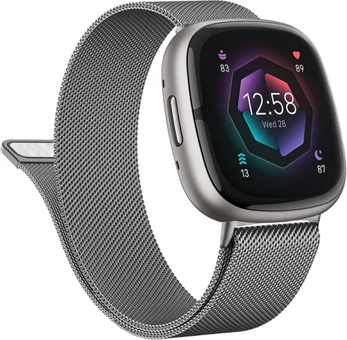 Vista 11 de Vanjua Correa de metal para Fitbit Sense 2 / Sense Bands, Fitbit Versa 4 / Versa 3 correas para mujeres y hombres, correa de repuesto de pulsera