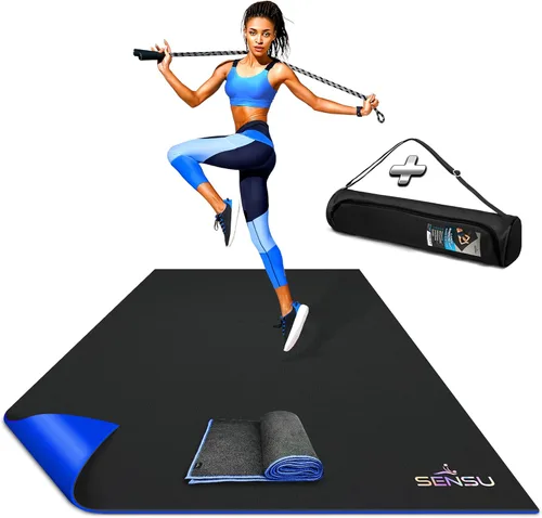 Vista 7 de Sensu Large Exercise Mat – Extra Thick Non-Slip Workout Mat for Home Gym, Durable Shoe-Friendly Fitness Mat for Strength Training, Stretching