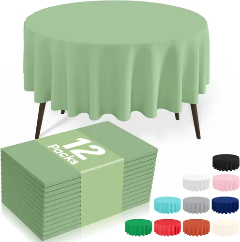 Vista 33 de misaya Paquete de 4 manteles desechables de plástico, mantel redondo impermeable de 84 pulgadas, a prueba de fugas y resistentes manteles Beige