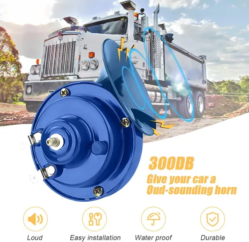 Vista 4 de 2 bocinas de tren súper ruidosas, caracol eléctrico de aire para automóvil, doble bocina, kit de repuesto de bocinas de aire impermeables de 12 V