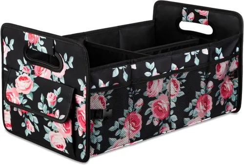 Vista 21 de JiatuA - Organizador para maletero de vehículo, caja de almacenamiento plegable con múltiples compartimentos; accesorio ajustable para automóvil