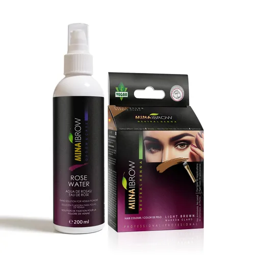 Vista 34 de Polvo para teñir cejas MinaiBrow marrón claro con cepillo biselado doble Tinte instantáneo resistente al agua y a las manchas, 100% convergencia
