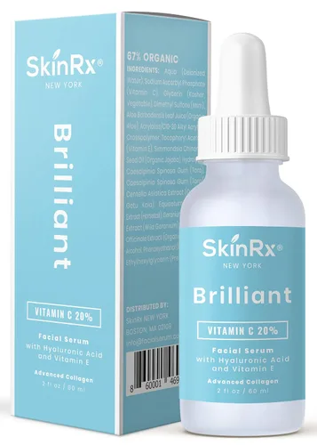Suero de vitamina C con fórmula de colágeno de vitamina E de ácido hialurónico [botella grande de 2 onzas] - Tensa, ilumina e hidrata la piel para