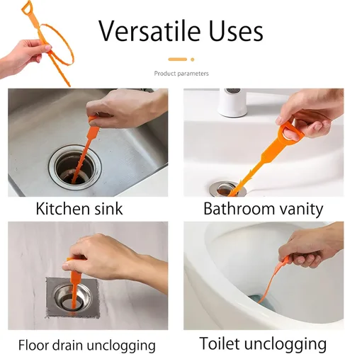 Vista 7 de Removedor de obstrucciones de drenaje (5 piezas) y taladro de drenaje de 16 pies (1 unidad) y removedor de pelo de serpiente de drenaje (1 unidad)