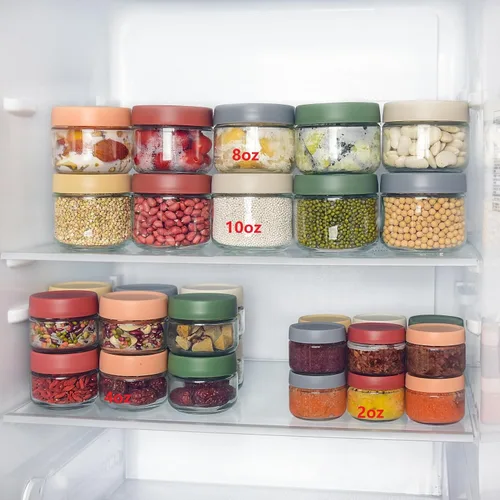 Vista 7 de EONJOE Recipientes de vidrio de 2 onzas para salsas, mini tarros de condimentos con tapas, accesorios para lonchera, paquete de 6