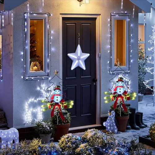 Vista 3 de Paquete de 2 tiras de luces solares de 100 luces LED para exteriores, impermeables, de 42.7 pies, luces solares de Navidad de alambre verde, 8 modos