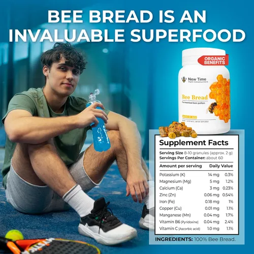 Vista 5 de Organic Bee Bread - Fermented Bee Pollen 4.4oz (125g) 100% Natural Superfood Granules Multivitamin Supplement for Breast Growth, Probiotic, Vital
