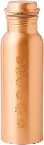 Botella de agua de cobre para beber 16.9 fl oz con cepillo, acabado martillado Ayurveda Botella con mango
