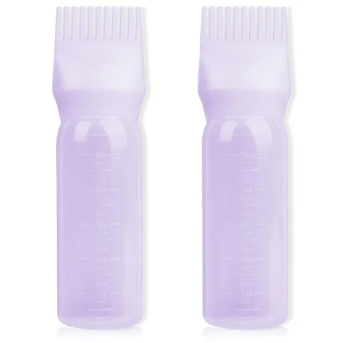 Vista 13 de BLAAROOM Botella aplicadora de peine de raíz, 6 onzas, paquete de 2 aplicadores de aceite para el cabello con cepillo de peine de raíz, rosa oscuro