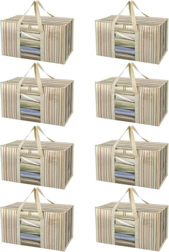 Vista 54 de BALEINE Paquete de 8 bolsas de mudanza de gran tamaño con asas reforzadas, bolsa de almacenamiento resistente para ropa, suministros de mudanza