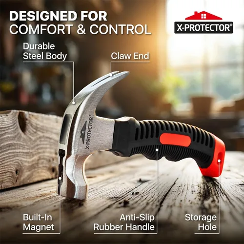 Vista 4 de X-Protector Almohadillas para Muebles con Martillo de Clavos - Martillo Magnético Pequeño con Garra para Instalar Protectores de Piso para Patas
