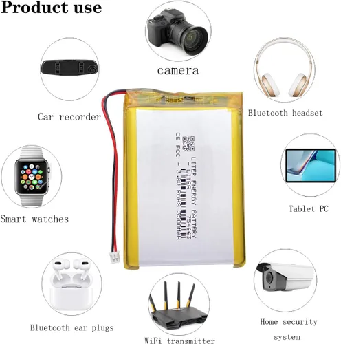 Vista 4 de Liter energy battery 3.8V Lipo Battery 3500mAh Rechargeable Lithium ion Polymer Battery 754663 for RG35XX Plus Game Console