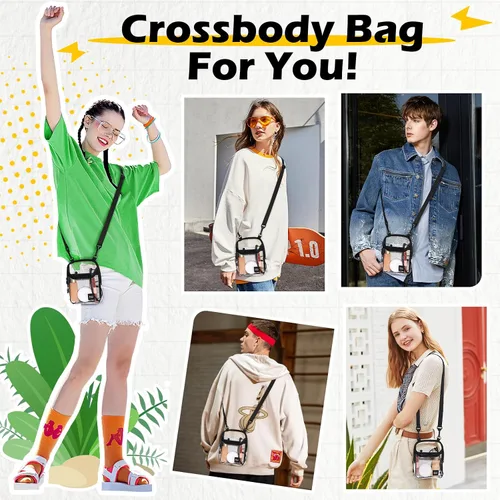 Vista 3 de SEAFEW Clear Mini Crossbody Bag Shoulder Bag for Men, Small Messenger Satchel Bag for Women