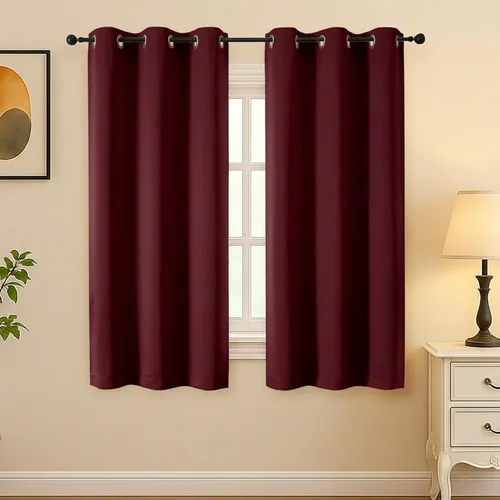 Vista 231 de Simplebrand Juego de 2 paneles de cenefa aguamarina para ventana de cocina de 14 pulgadas de largo, cortinas de oscurecimiento de habitación