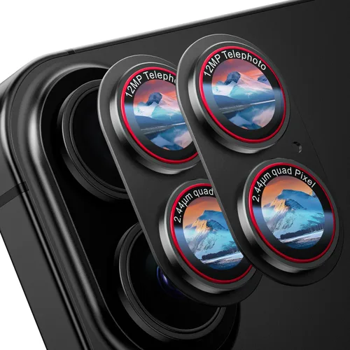 Vista 11 de HelloDeere Protector de lente de cámara de vidrio templado de alta alúmina 9H para lente de iPhone 17 Pro, grado militar inastillable con fuerte