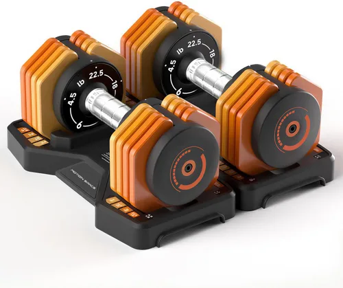 Adjustable Dumbbells Set 22.5LB Pair, 1-Sec Fast Adjustable 5 Free Weights, Premium Comfort Non-slip Metal Handle, Compact Size for Full Body Home