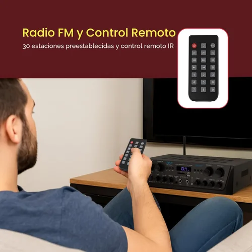 Vista 6 de Pyle Amplificador Bluetooth Karaoke de 500W de 4 Canales / Receptor Estéreo para el Hogar para Transmisión de Música Inalámbrica - con AUX - FM