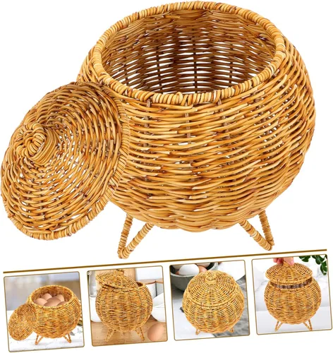 Vista 3 de Cabilock Cesta de frutas para el hogar, accesorios para huevos, cesta de huevos, suministros de huevo, cesta de huevos retro, cesta de frutas de uso