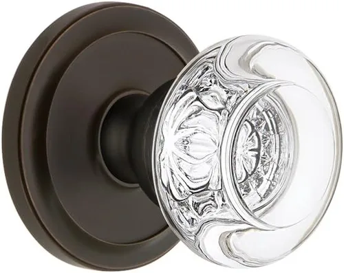 Vista 3 de Grandeur 809824 Pasaje circular de roseta con perilla de cristal Burdeos en peltre antiguo, 2.375
