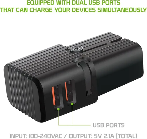 Vista 4 de Adaptador USB universal dual funciona para Sharp SH-930W para alimentación mundial y viajes entre EE.UU./UE/CN/AUS/NZ/UK