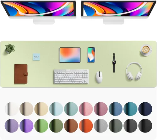 Vista 673 de Aothia Protector de escritorio de cuero, alfombrilla para mouse, alfombrilla de escritorio de oficina, 31.5 x 15.7 pulgadas, secante de escritorio