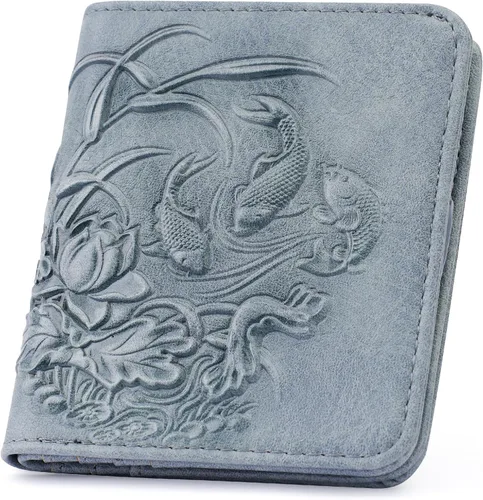 MEITRUE Cartera pequeña para mujer, cartera delgada RFID para mujer, tarjetero con ventana de identificación, 02-azul cielo, Moderno