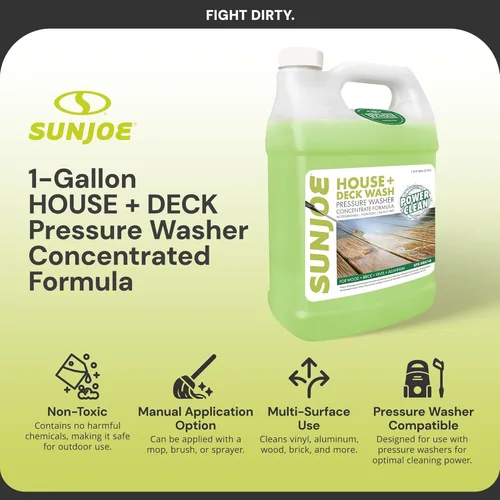 Vista 3 de Sun Joe House and Deck - Detergente Limpiador Concentrado Multiusos para Lavadora a Presión, Aroma Cítrico, 1 Galón - Solución de Limpieza