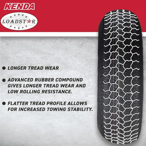 Vista 3 de Kenda K353 480-12 Loadstar - Neumático de remolque 4.80-12/4.80-12 - Capa diagonal - Duradero, alta capacidad de carga para remolques utilitarios