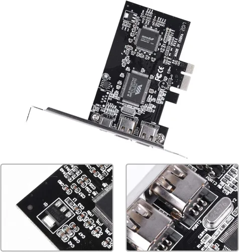 Vista 2 de Tarjeta de expansión PCI E Firewire, PCI E a 1394 Tarjeta de captura de video PCI Express a controlador de adaptador IEEE 1394 externo, Plug and