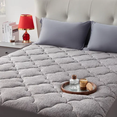 Vista 6 de SLEEP ZONE Funda de colchón de jersey tamaño Queen, ultra suave, transpirable, color gris