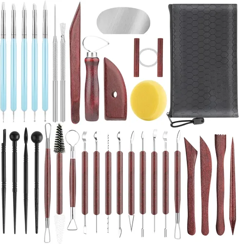 Vista 13 de Kit de herramientas de escultura de arcilla de 11 piezas, herramientas de arcilla polimérica para cerámica, herramienta de cerámica de doble cabezal