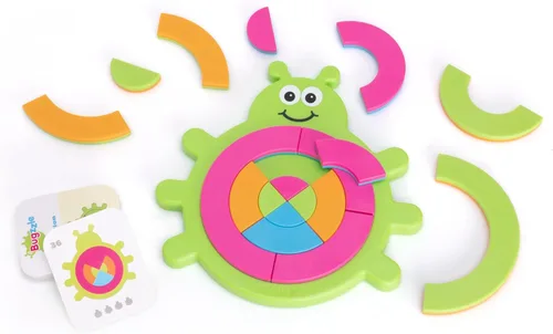 Fat Brain Toys Rompecabezas Bugzzle para niños de 3 años en adelante - Rompecabezas de hacer coincidir imágenes, aprender fracciones, desafío