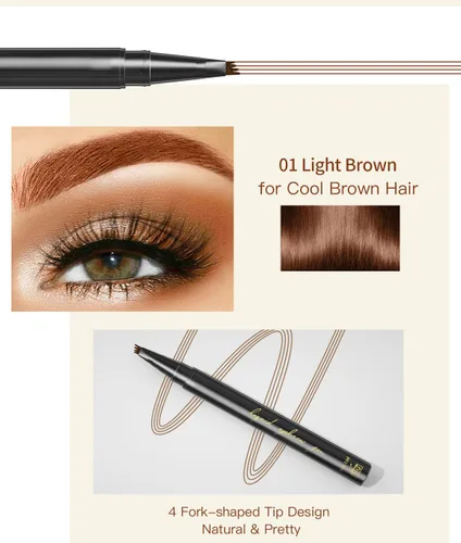 Vista 2 de GL-Turelifes Lápiz de cejas Microblading, lápiz líquido para cejas micro 4 puntas, lápiz de cejas de larga duración, resistente al agua y a las #01