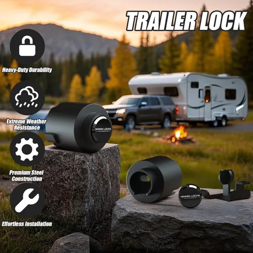 Vista 5 de Bloqueo de enganche de remolque resistente de 2-5/16 pulgadas, acoplador de bola y cadenas de seguridad antirrobo, caravana de viaje, cámper