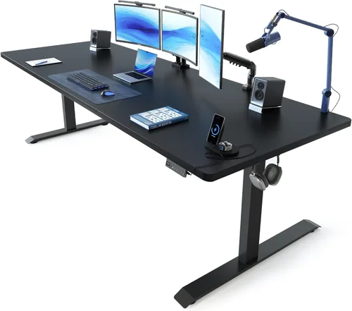 Vista 29 de FEZIBO Escritorio eléctrico de pie de 40 x 24 pulgadas, altura ajustable, sentarse y pararse, escritorio de oficina para computadora con tablero