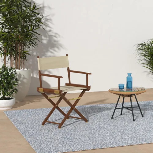 Vista 141 de Casual Home - Silla de director de 30 in, marco blanco, con lona color blanco, altura de barra