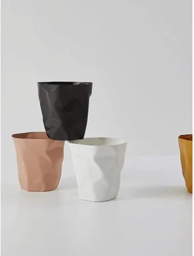 Vista 8 de Garbage Cans Garbage Cans, Wrinkle Plastic Trash Can,No Cover Barrel Shape Indoor Recycling Bins,3.1 Gallon Capacity Multiple Colour Basket