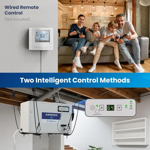 Vista 3 de BaseAire - Deshumidificador de espacio de arrastre, deshumidificadores de 113 pintas con manguera de drenaje para sótano, comercial, industrial