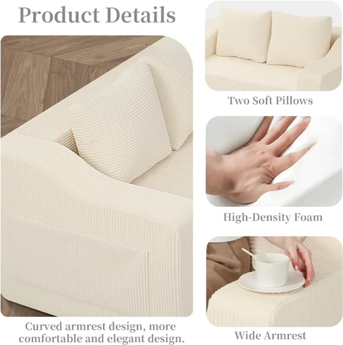 Vista 6 de MeMoreCool Convertible Sofa Bed, Pull Out Loveseat Sofa Sleeper Couch for Bedroom Living Room Lounge, 2 in 1 Small Couch Bed with Pillow, Foldable