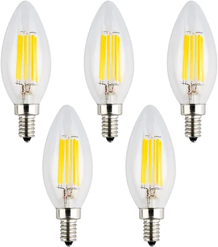 Vista 7 de Bombilla LED de vela de 12 V/24 V CC, regulable con atenuador de 12 V CC, 4 W 400 lúmenes, luz blanca cálida de 2700 K, base pequeña E12, punta