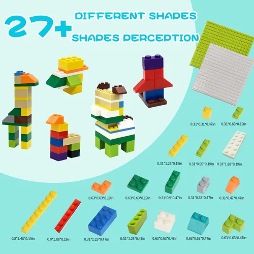 Vista 2 de Ladrillos de construcción compatibles con Lego Classic, 500 piezas de bloques de construcción básicos a granel en color aleatorio