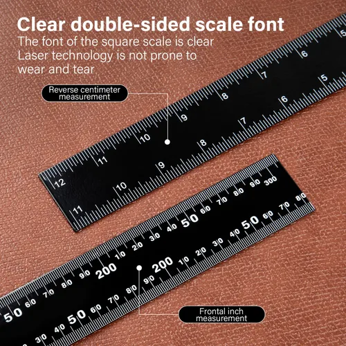 Vista 2 de WUTA Cuadrado de carpintero, regla cuadrada en L, marco de carpintero, cuadrado cuadrado de acero inoxidable, regla de ángulo recto, cuadrado