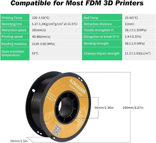 Vista 7 de Kingroon PLA - Filamento para impresora 3D, 10 carretes, precisión dimensional de +/- 0.02 mm, carrete de 10 kg (22 libras), 1.75 mm, 5 negro + 5