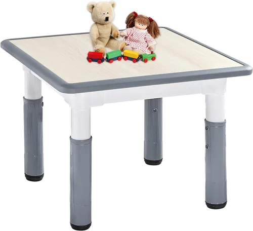 FUNLIO Mesa ajustable para niños, altura de 3 niveles para edades de 3 a 8 años, fácil de limpiar, para artes y manualidades, mesa para Gris