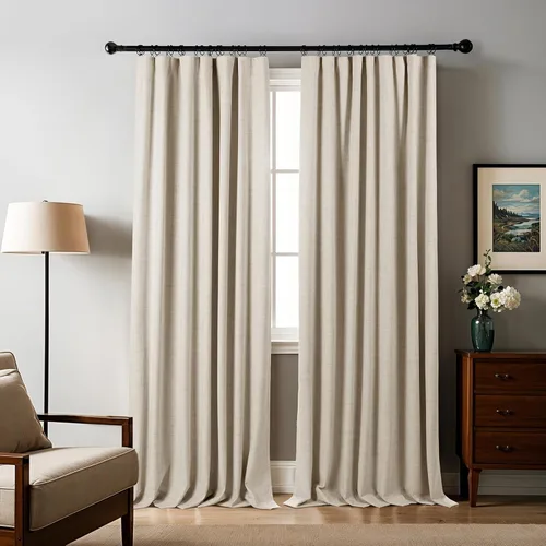 Cortinas 100% opacas de 96 pulgadas de largo, mezcla de lino, para dormitorio, bolsillo para barra, pestaña trasera, juego de cortinas opacas para