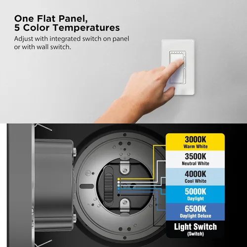 Vista 9 de Feit Electric LED Ceiling Downlight, Dimmable Flat Panel Ceiling Light with Color Selection (5CCT), TP24 Adapter Included