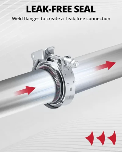 Vista 2 de EVIL ENERGY Abrazadera de banda en V de 2,5 pulgadas con brida macho hembra de acero inoxidable de liberación rápida