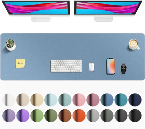 Vista 374 de Aothia Protector de escritorio de cuero, alfombrilla para mouse, alfombrilla de escritorio de oficina, 31.5 x 15.7 pulgadas, secante de escritorio