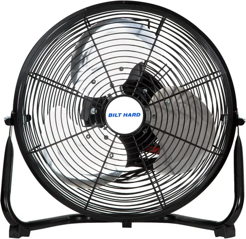 BILT HARD Ventilador de piso de metal resistente de 3 velocidades de 12 pulgadas, 1680 CFM, inclinación de 180 grados, potente ventilador de flujo