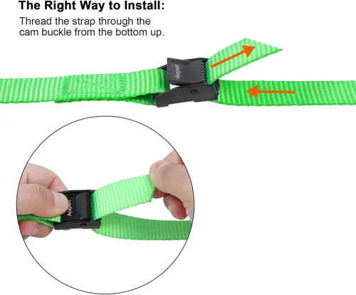 Vista 38 de Ayaport Correas de amarre con hebillas ajustables con hebilla de leva de amarre correa de cincha para embalaje negro, paquete de 4